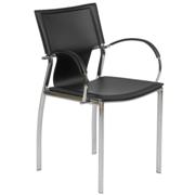 Vinnie Leather Armchair-Black-Chrome