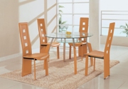 Modern Glass Dining Room Set In Natural Color