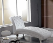 Monte Carlo White Leather Chaise with Crystals