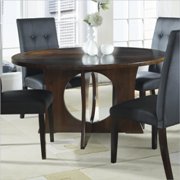 Manhattan Modern Art Round Pedestal Dining Table in Coffee Brown Finish