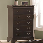 Louis Philippe 5 Drawer Chest of Drawers with Imitation Marble Top