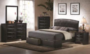 Briana Queen Contemporary Black Upholstered Headboard & Storage Footboard