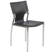 Vinnie Leather Side Chair-Black-Chrome