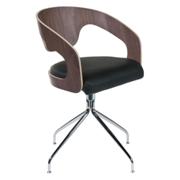 Ben Swivel Chair-Walnut-Black-Chrome