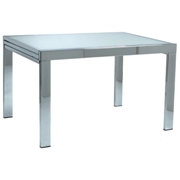 Duo Rectangular Table-Frosted Glass-Chrome