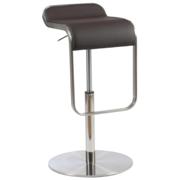 Freddy Leather Adjustable Bar-Counter Stool-Brown Leather-Stainless Steel With Satin Finish