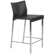 Riley Leather Counter Chair-Black-Chrome