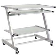 Zaki Wide Computer Cart-Aluminum Frosted