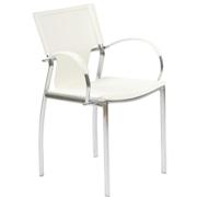 Vinnie Leather Armchair-White-Chrome