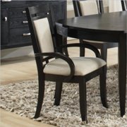 Boulevard Upholstered Dining Arm Chair in Soft Black Finish