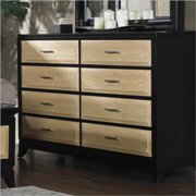 Insignia 8 Drawer Double Dresser in Maple and Merlot Finish