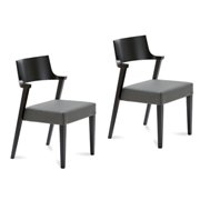 Lirica Dining Chair-Black-Grey Leather