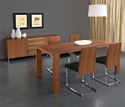 Fashion/Jeff/Life Dining Set-Walnut-Torero Black-Four Dining Chairs Included-Sideboard Included