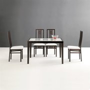 Poker/Scala Rectangular Dining Set-Wenge-Opale Grey-Four Dining Chairs Included