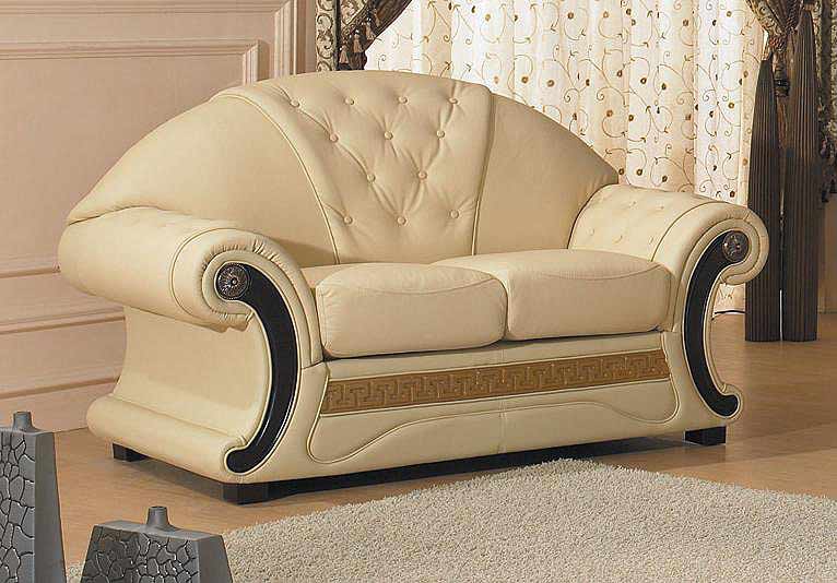 versace beige leather sectional sofa in traditional style