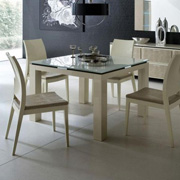 Diamond Ivory Dining Table with Glass Top