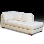 Right Facing All Leather Tufted Seat Chaise