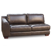 Left Facing One Armed All Leather Tufted Seat Sofa