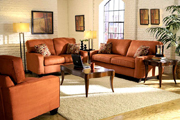 Newbury Coral Red Microfiber Living Room Set