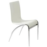 Gloria Leather Chair-White-Chrome