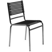 Bungie Flat Cords Stacking Chair-Black-Chrome