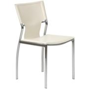 Vinnie Leather Side Chair-White-Chrome