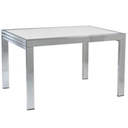 Duo Rectangular Table-Pure White Glass-Chrome