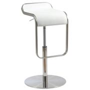 Freddy Leather Adjustable Bar-Counter Stool-White Leather-Stainless Steel With Satin Finish