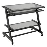 Zaki Wide Computer Cart-Graphite Black Smoked