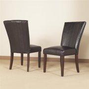 Brown Bicast Leather Wide Back Dining Chair