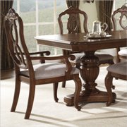 Melbourne Traditonal Fabric Dining Arm Chair in Warm Brown Finish