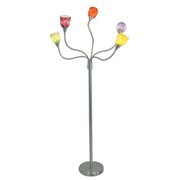 5 Light Floor Lamp-Brushed Metal