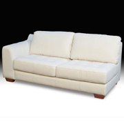 Left Facing One Armed All Leather Tufted Seat Sofa