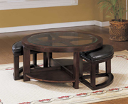 Brussel Round Cocktail Table with Ottomans