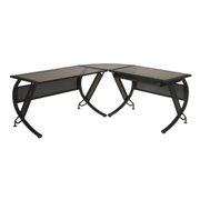 Horizon Shaped Desk Black with Bronze Glass