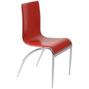 Gloria Leather Chair-Red-Chrome