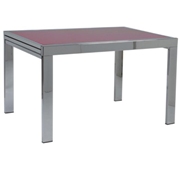 Duo Rectangular Table-Red Glass-Chrome