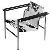 Suzie Lounge - Black and White Cowhide Stainless