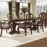 Melbourne Traditional Pedestal Formal Dining Table in Warm Brown Finish