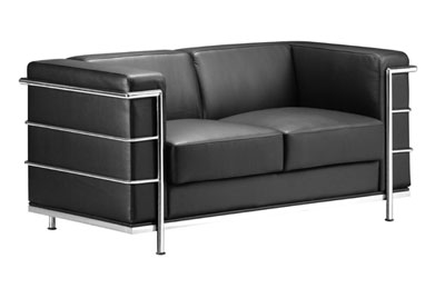 Black Contemporary Leather Sofa - Fortune