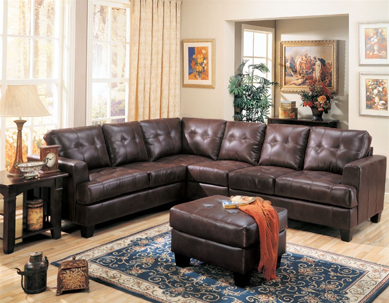 redmond distressed mahogany italian leather sectional sofa