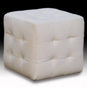 Modern Bounded Leather Ivory Ottoman