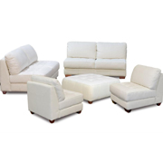 Zen Collection Armless All Leather Tufted Seat Sofa Loveseat Chairs and Ottoman