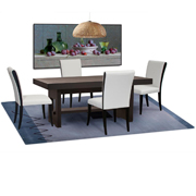 inch Rectangle Dining Table with Shelf and Four Taupe Bonded Leather Side Chairs