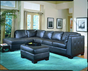 Tufton Black All Leather Sectional Living Room Set