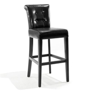 Sangria Stationary Bonded Leather Bar Stool Ebony 26