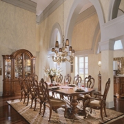 Carved Double Pedestal Dining Set-Villa Cortina