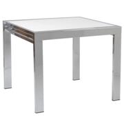 Duo Square Table Pure White Glass-Chrome