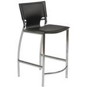 Vinnie Leather Counter Stool-Black-Chrome