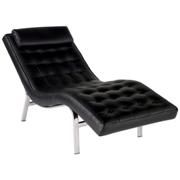 Vela Leather Lounge Chair - Black Chrome